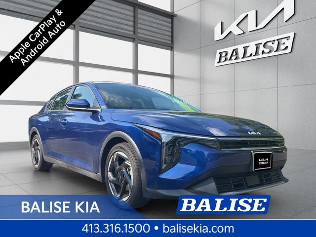 2025 Kia K4 EX in Deep Sea Blue — front three-quarter view