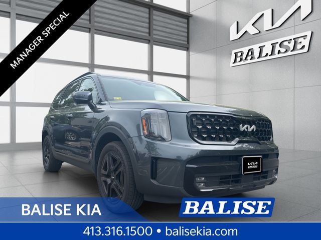 2024 Kia Telluride SX X-Line in Gravity Gray — front three-quarter view
