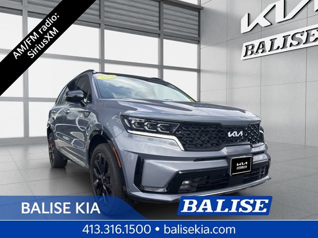 2023 Kia Sorento SX in Everlasting Silver — front three-quarter view