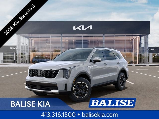 2026 Kia Sorento S in Wolf Gray — front three-quarter view