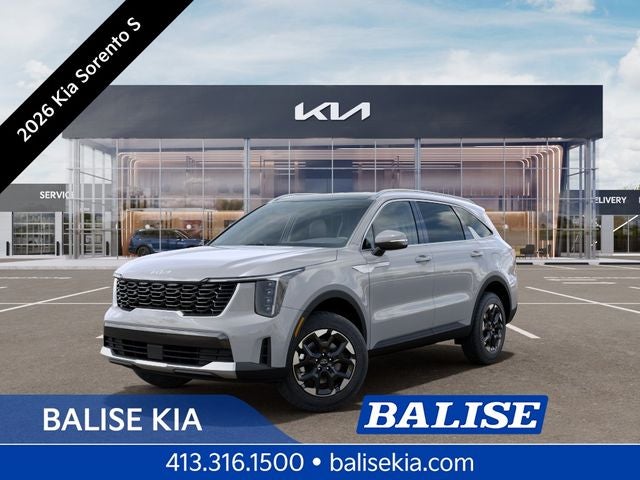 2026 Kia Sorento S in Wolf Gray — front three-quarter view