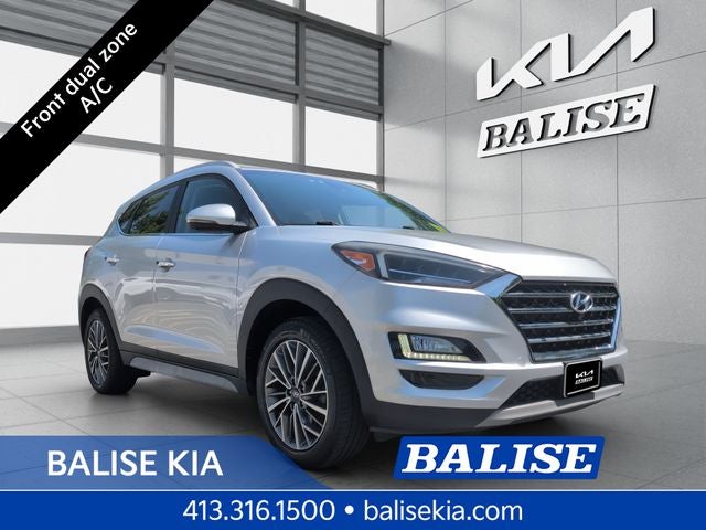 2019 Hyundai Tucson Limited in Molten Silver — front three-quarter view