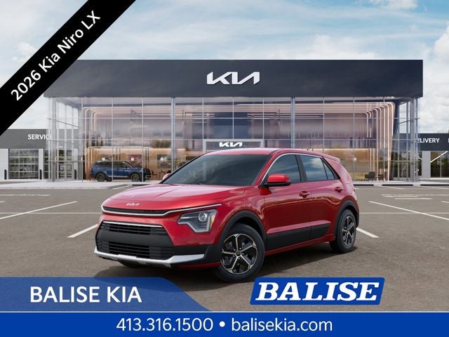 2026 Kia Niro LX in Runway Red — front three-quarter view