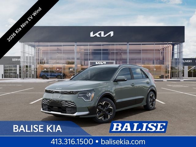 2026 Kia Niro EV Wind in Cityscape Green — front three-quarter view