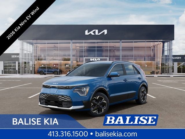 2026 Kia Niro EV Wind in Mineral Blue — front three-quarter view